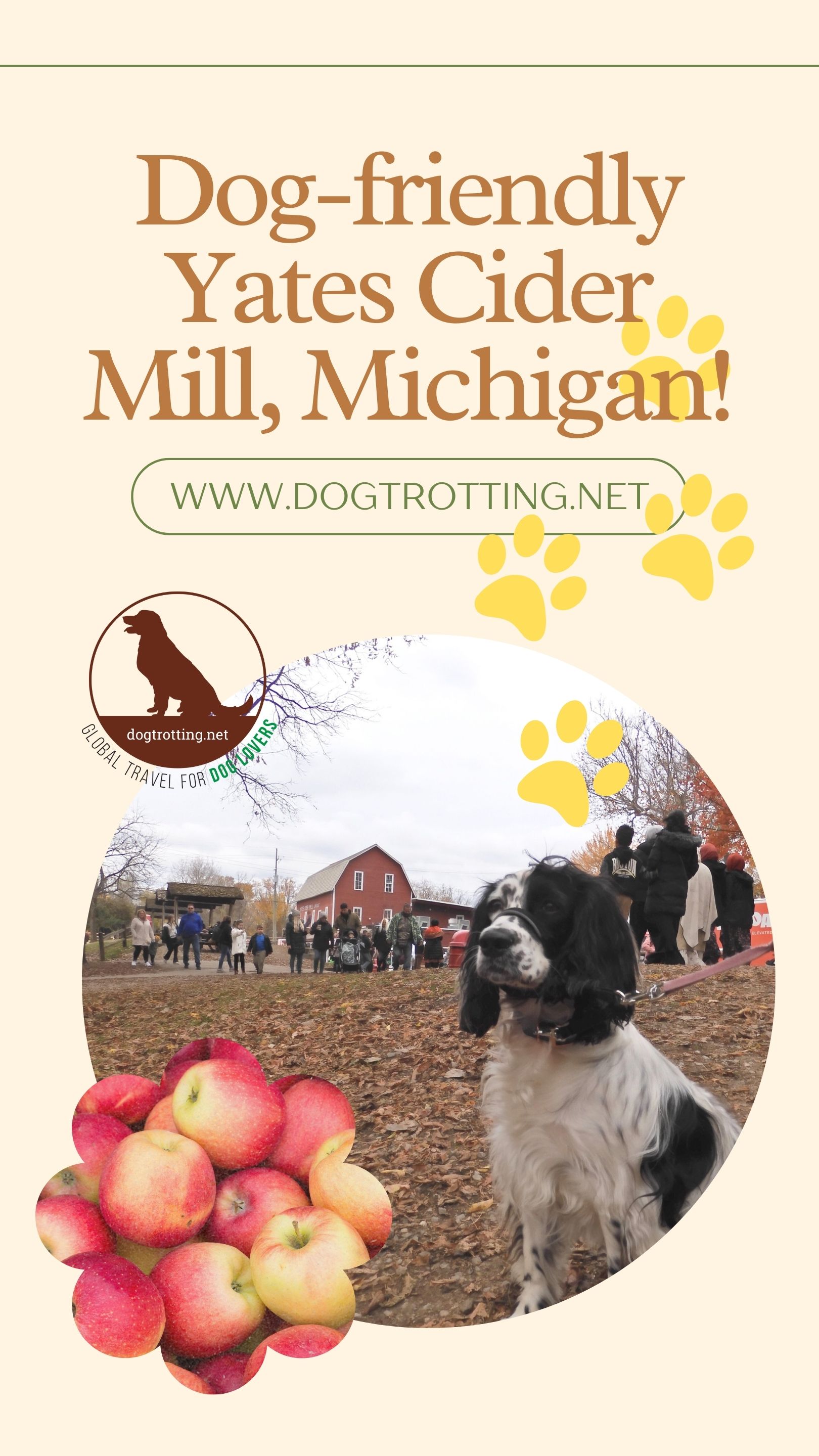 poster advertising dog-friendly Yates Cider Mill in Michigan
