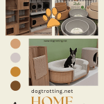 poster with three images of home furnishings designed for pets promoting pet friendly home decor