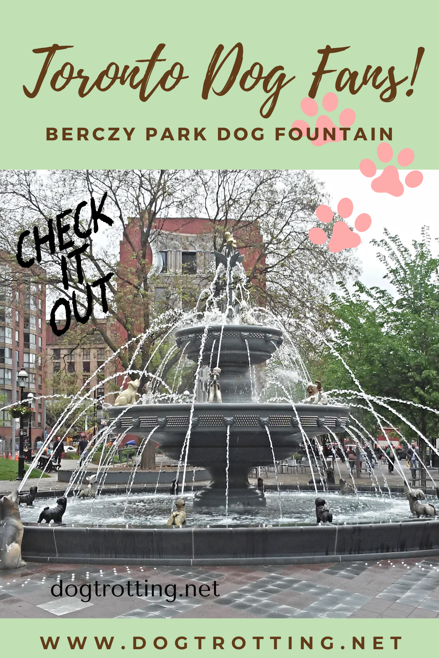 poster with two tiered fountain in Berczy Park Toronto